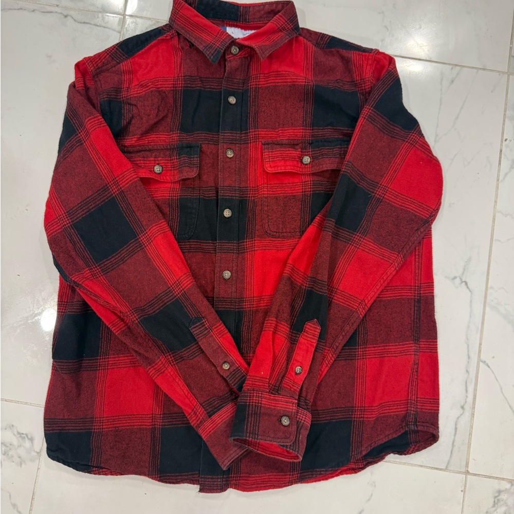 Old Navy Red and Black Plaid Men's Shirt